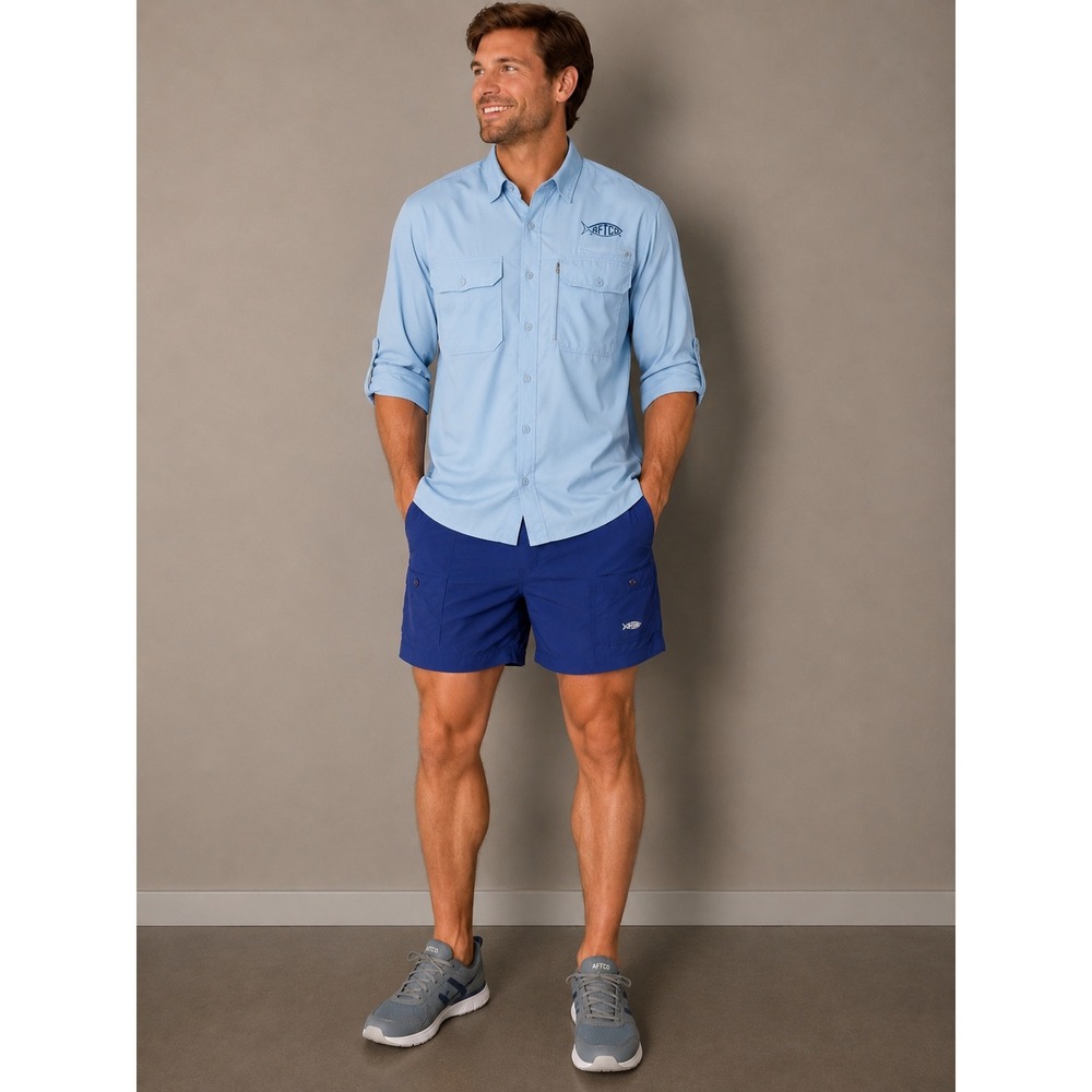 AFTCO Original Fishing Shorts Navy Blue Utility Performance Size 40‎